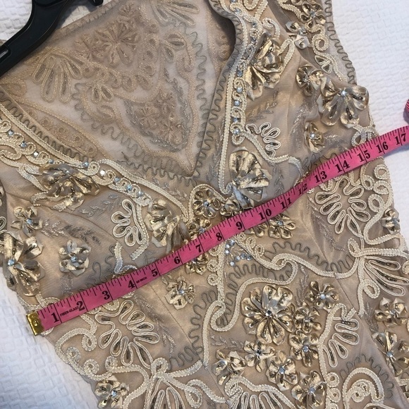 Sue Wong Beige Cocktail Dress Size 6 - Picture 9 of 16